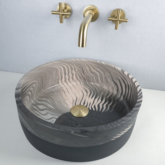 Black Beige Coloured Marble Basin (Perfectly Imperfect) - Round