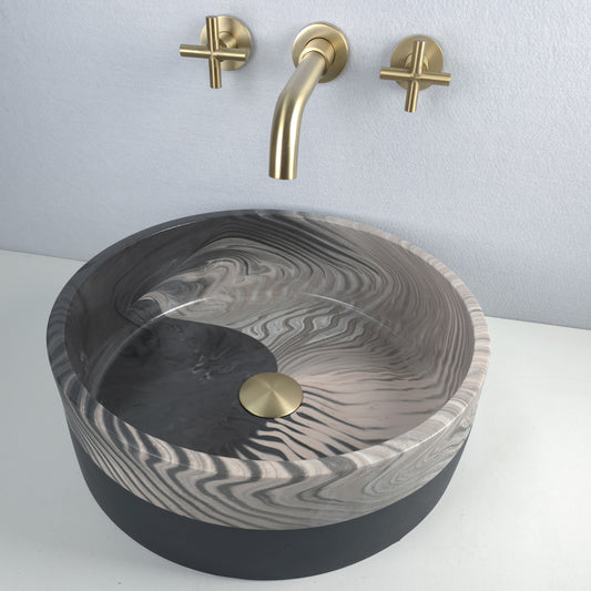 Black Beige Coloured Marble Basin (Perfectly Imperfect) - Round