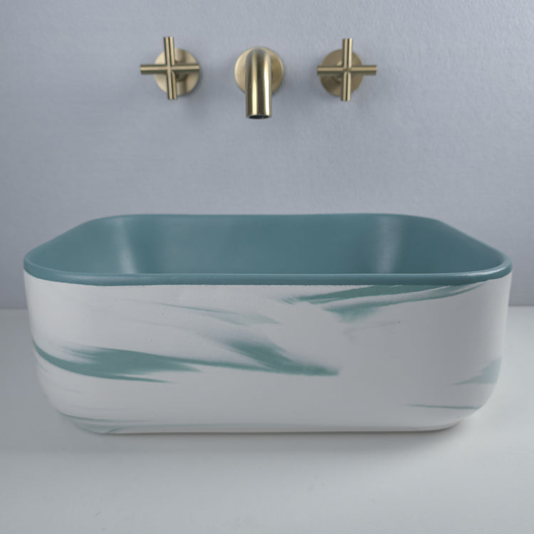 Sage Muted Green Marble Basin - Rectangular