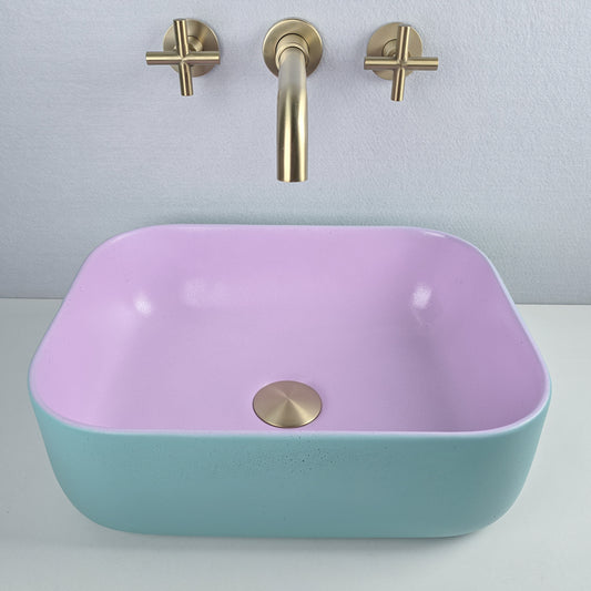 Lavender Aqua Coloured Basin - Rectangular