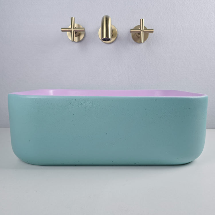 Lavender Aqua Coloured Basin - Rectangular