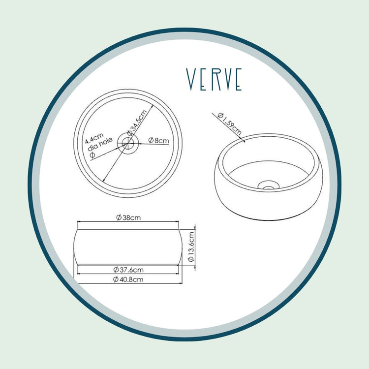 "Fog Line" Basin - 38cm Verve Round Concrete-Style Coloured Bathroom Basin | Made to Order & Customisable