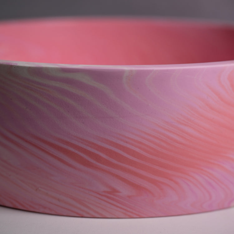 Pink Red Swirl Coloured Marble Basin (Perfectly Imperfect) - Round