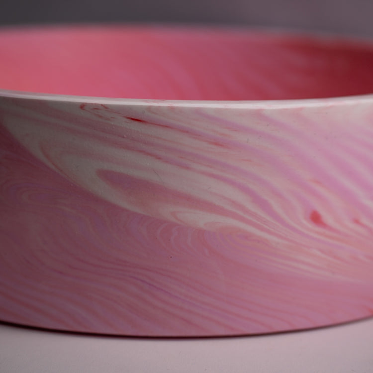 Pink Red Swirl Coloured Marble Basin (Perfectly Imperfect) - Round