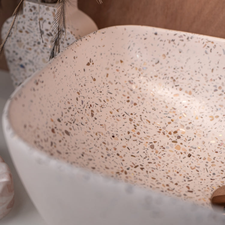 Natural Shell Chip Terrazzo Basin - Rectangular