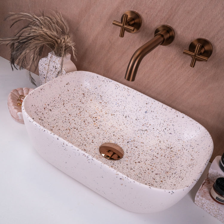 Natural Shell Chip Terrazzo Basin - Rectangular