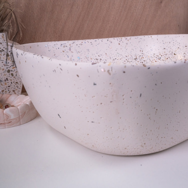 Natural Shell Chip Terrazzo Basin - Rectangular