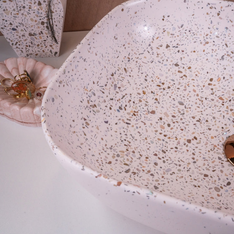 Natural Shell Chip Terrazzo Basin - Rectangular