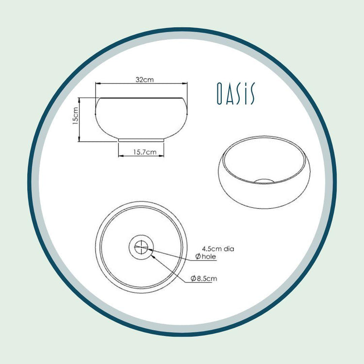 Whispering Sage - Subdued Green Coloured Bathroom Basin - Select your shape - Bramstone